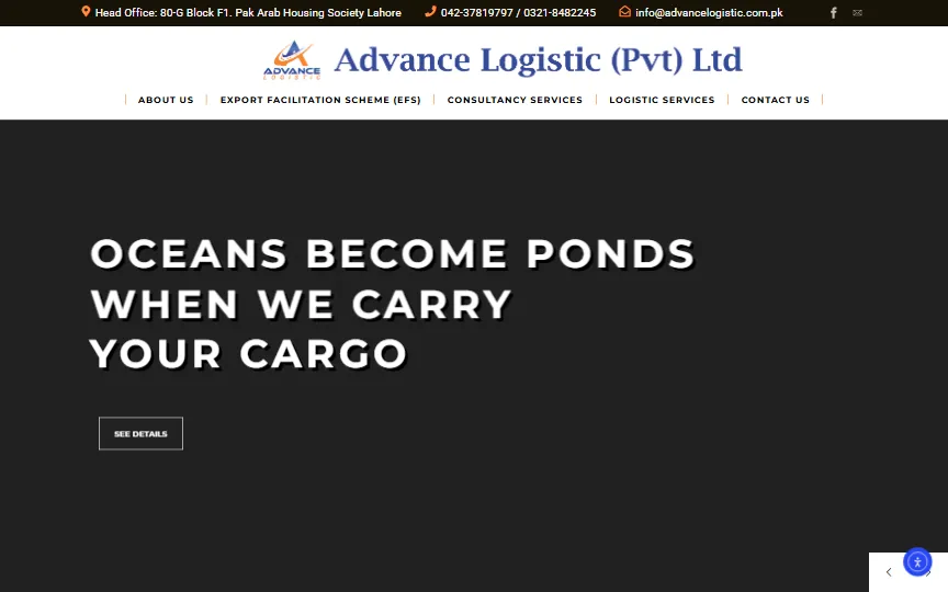 Screenshot of Advance Logistic