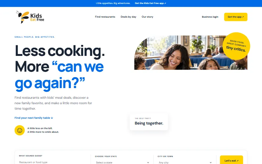 Screenshot of Kids Eat Free